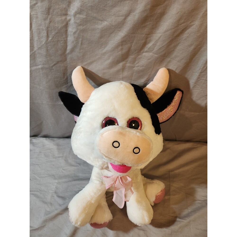 Fun & Fun Toys Black White Holstein Cow Farm Animal Stuffed Animal 2018 15"